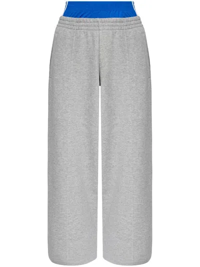 Adidas Originals Double-layer Cotton Track Pants In Mgreyh/blue