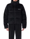 Adidas Originals Velvet Puffer Jacket Bungee Hem In Black