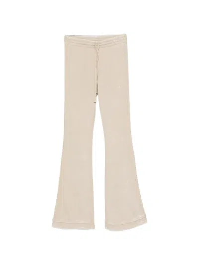 Adidas Originals Drawstring Flared Track Pants In Neutral