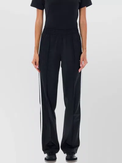 Adidas Originals Drawstring Waistband Trackpants Iconic Stripes In Black