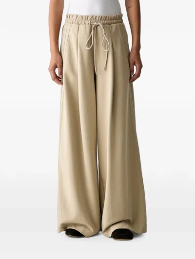 Adidas Originals Drawstring Wide-leg Track Pants In Neutral