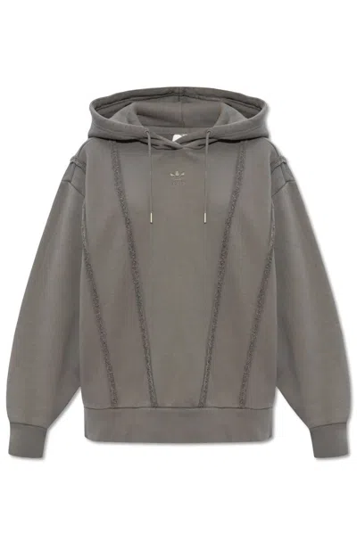 Adidas Originals Dstsd Distressed Drawstring Hoodie In Grey