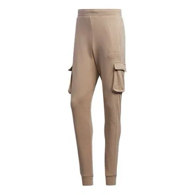 Adidas Originals Embossed Pant Cargo Pocket Bundle Feet Casual Sports Pants Khaki Brown In Neutral