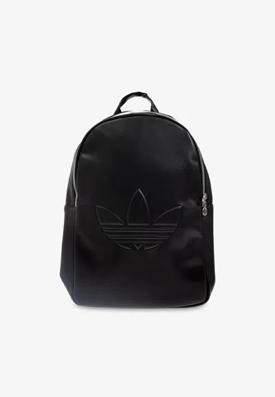 Adidas Originals Embossed Trefoil Backpack In Black