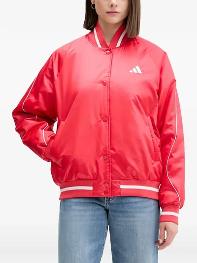 Adidas Originals Embroided Bomber Jacket In Red