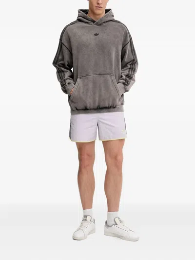 Adidas Originals Embroidered-detail Stripe-sleeve Hoodie In Brown