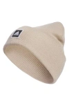Adidas Originals Embroidered Logo Wide Cuff Beanie In Wonder Beige/black/white