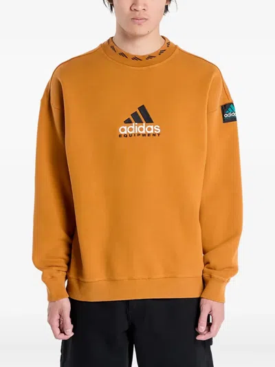 Adidas Originals Eqt Logo-detail Crew-neck Sweatshirt In Yellow
