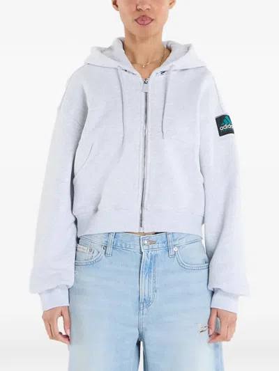 Adidas Originals Equipment Cropped Zip Hoodie In Gray
