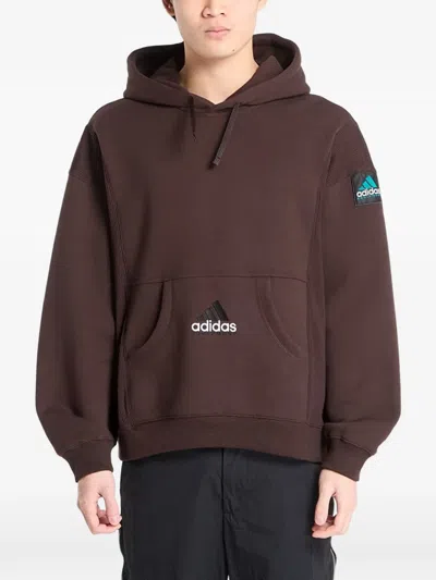Adidas Originals Equipment Logo-patch Hoodie In Brown