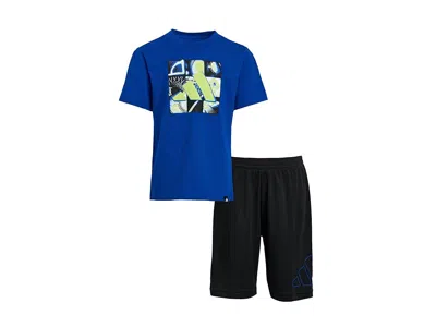 Adidas Originals Essential Cotton Graphic T-shirts Shorts Set (toddler/little Kid) Boy's Shorts Team Royal Blue : 3t 