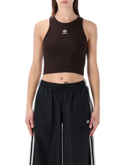 Adidas Originals Essential Ribbed Tank Top - Slim Fit In Aurora Coffe