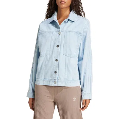 Adidas Originals Essentials 3-stripe Denim Jacket In Light Denim
