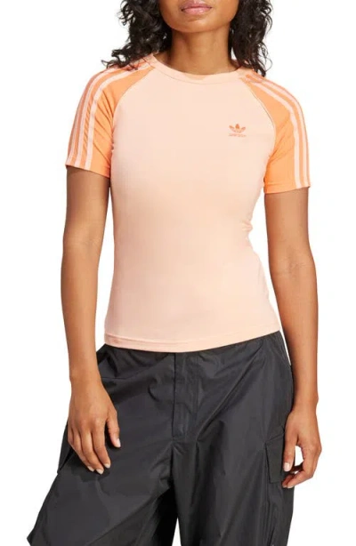 Adidas Originals Essentials 3-stripes Slim Fit Colorblock T-shirt In Glow Pink