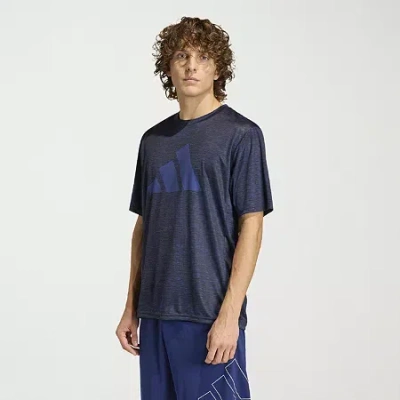 Adidas Originals Essentials Brandlove Mens Crew Neck Short Sleeve Active T-shirt In Blue