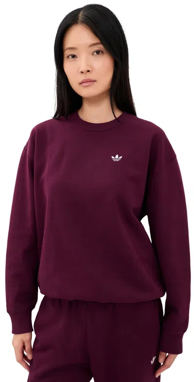 Adidas Originals Essentials Fleece Crew Sweatshirt Maroon In Purple