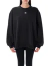 Adidas Originals Essentials Fleece Long Oversized Crew Sweatshirt In Black