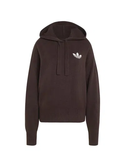 Adidas Originals Essentials Knit Hoodie In Brown