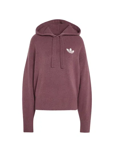 Adidas Originals Essentials Knit Hoodie In Purple