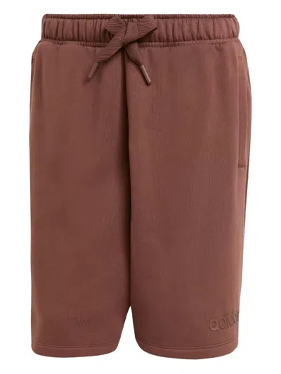 Adidas Originals Essentials Logo-print Fleece Shorts In Brown