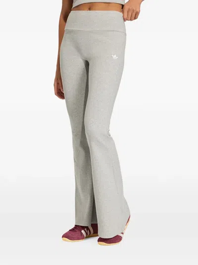Adidas Originals Essentials Logo-embroidered Flared Trousers In Gray