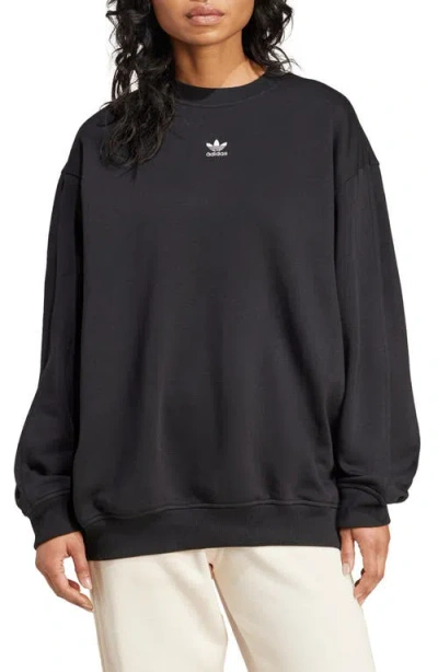 Adidas Originals Essentials Oversize Crewneck Sweatshirt In Black