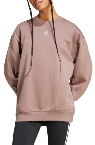 Adidas Originals Essentials Oversize Crewneck Sweatshirt In Brown
