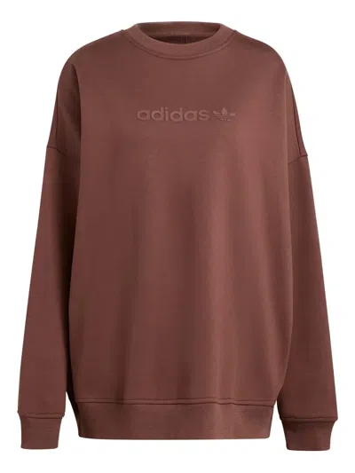 Adidas Originals Essentials Printed-logo Sweatshirt In Brown