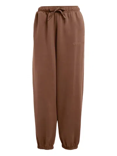 Adidas Originals Essentials Printed-logo Track Pants In Brown
