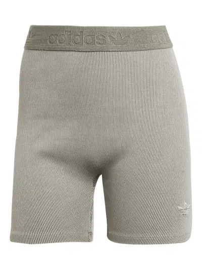 Adidas Originals Essentials Rib 1/4 Logo-waistband Shorts In Gray