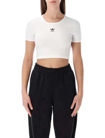 Adidas Originals Essentials Ribbed Cropped T-shirt In White
