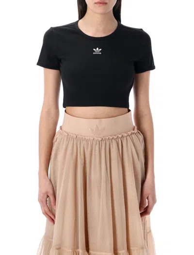 Adidas Originals Essentials Ribbed Crop Top In Black