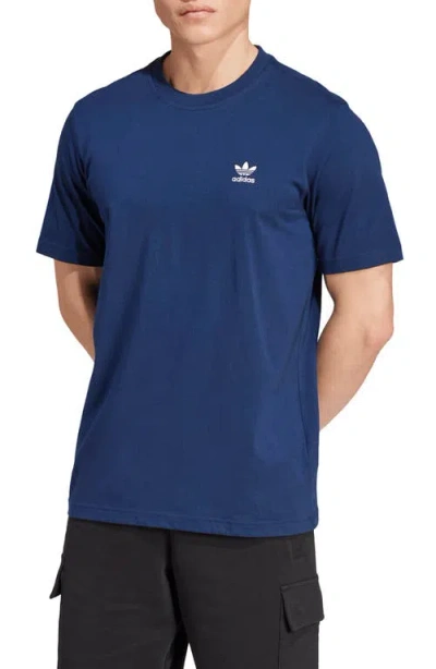 Adidas Originals Essentials Trefoil Cotton T-shirt In Night Indigo