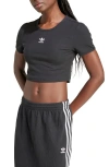 Adidas Originals Essentials Trefoil Logo Crop Rib T-shirt In Black