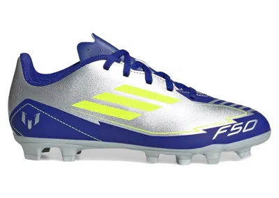 Pre-owned Adidas Originals F50 Club Fg/mg Messi Player Pack 1 (kids) Sneakers In Silver Metallic/solar Yellow/lucid Blue