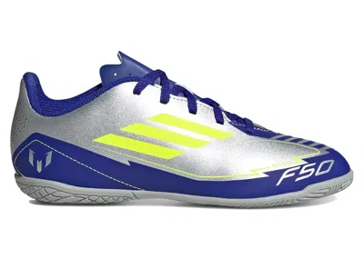 Pre-owned Adidas Originals F50 Club Indoor Messi Player Pack 1 (kids) Sneakers In Silver Metallic/solar Yellow/lucid Blue