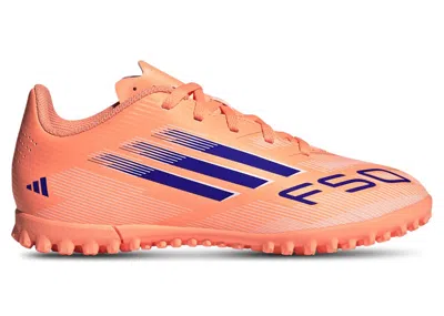 Pre-owned Adidas Originals F50 Club Tf Coral Blaze Pack (kids) Sneakers In Beam Orange/lucid Blue/cloud White