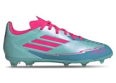 Pre-owned Adidas Originals F50 League Fg/mg Messi Miami (kids) Sneakers In Flash Aqua/lucid Pink/lucid Cyan In Multi