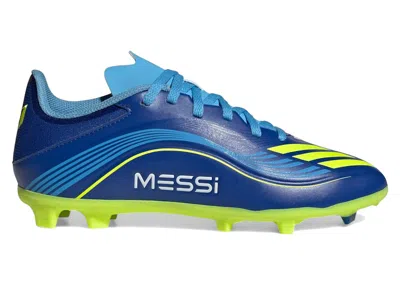 Pre-owned Adidas Originals F50 League Fg/mg Messi Vis10n Pack (kids) Sneakers In Royal Blue/solar Yellow/semi Blue Burst
