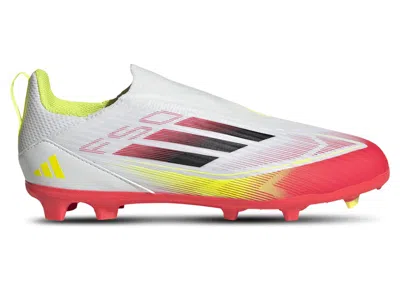 Pre-owned Adidas Originals F50 League Laceless Fg/mg Solar Pack Sneakers In Cloud White/core Black/solar Yellow In Multi