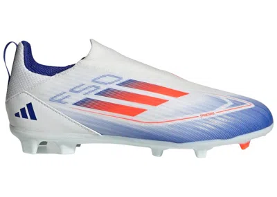 Pre-owned Adidas Originals F50 League Laceless Ground Sneakers In Cloud White/solar Red/lucid Blue In Multi