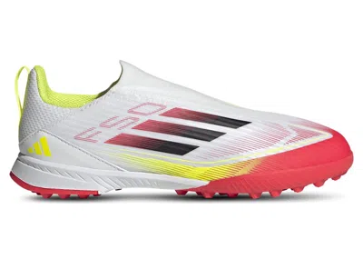 Pre-owned Adidas Originals F50 League Laceless Turf Solar Pack Sneakers In Cloud White/core Black/solar Yellow In Multi