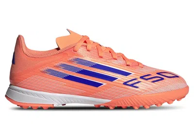 Pre-owned Adidas Originals F50 League Tf Coral Blaze Pack (kids) Sneakers In Beam Orange/lucid Blue/cloud White