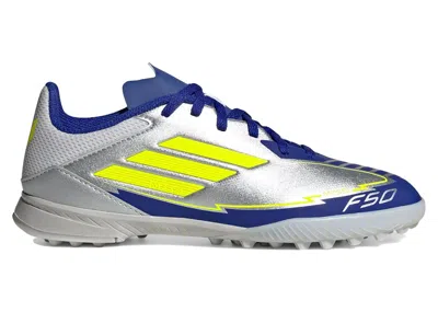 Pre-owned Adidas Originals F50 League Tf Messi Player Pack 1 (kids) Sneakers In Silver Metallic/solar Yellow/lucid Blue