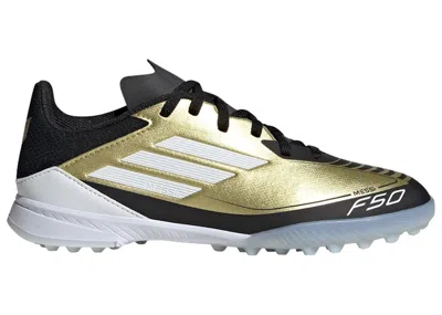 Pre-owned Adidas Originals F50 League Turf Messi Sneakers In Gold Metallic/cloud White/core Black