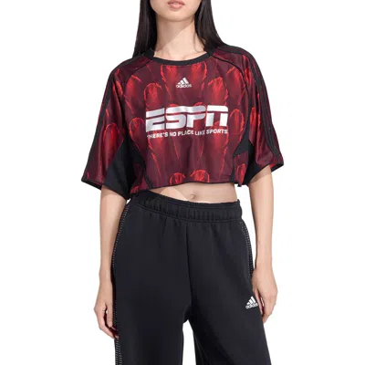 Adidas Originals F50 Print Crop Jersey In Multi