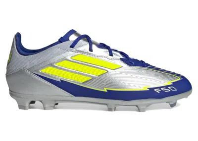 Pre-owned Adidas Originals F50 Pro Fg Messi Player Pack 1 (kids) Sneakers In Silver Metallic/solar Yellow/lucid Blue In Multi