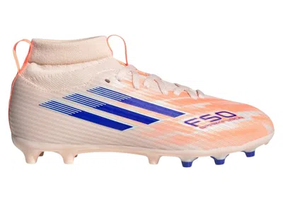 Pre-owned Adidas Originals F50 Sparkfusion League Midcut Fg/ag Coral Blaze Pack (kids) Sneakers In Bliss Orange/lucid Blue/beam