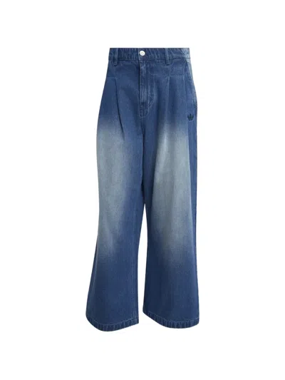 Adidas Originals Faded Wide-leg Jeans In Blue