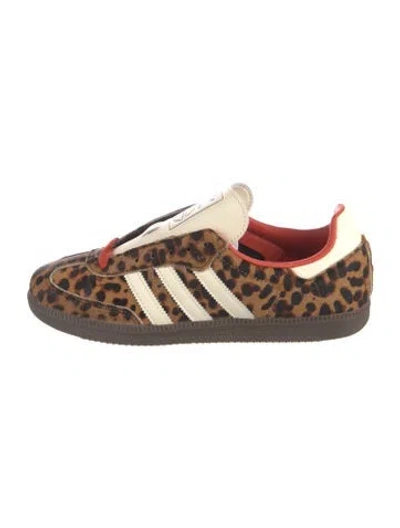 Pre-owned Adidas Originals Faux Fur Animal Print Athletic Sneakers In Orange